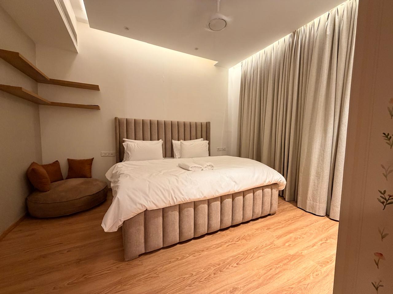 Bedroom in a 2 BHK serviced apartment at M3M Urbana, Gurgaon